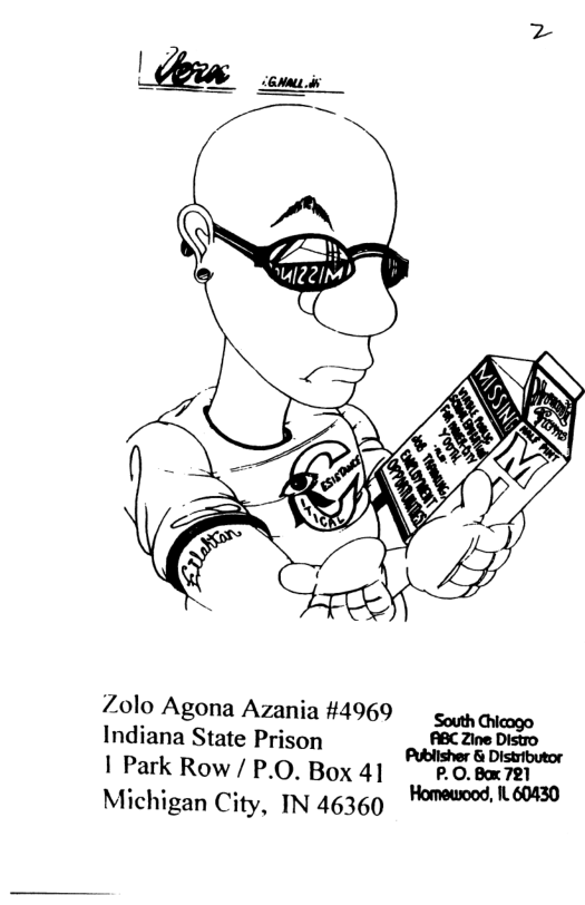 Zolo Agona Azania #4969 South  Indiana State Prison A m(l’g’pm I Park Row / P.O. Box 41 P.0. Box 721  , 30 Michigan City, TN 46360 Momewecd Le0s 